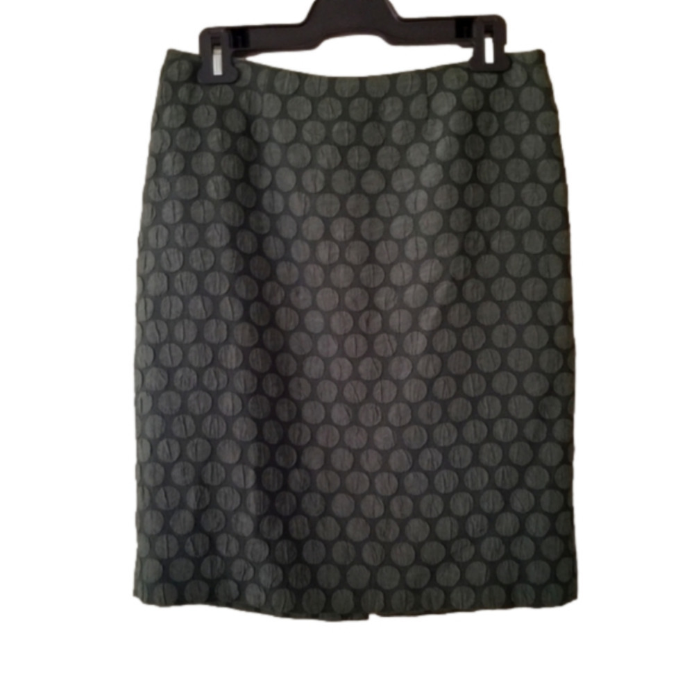 MAEVE Pencil Skirt in Forest Green Jacquard Weave with Satin Polka dots Size 4